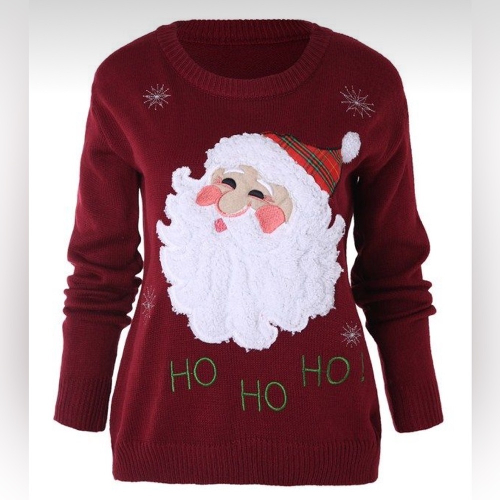 Haoyuanxiang Knit Crew Neck Santa Christmas Sweater